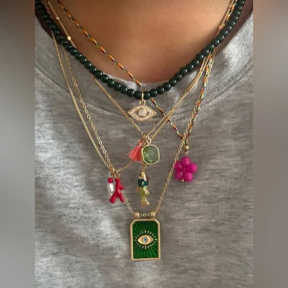 Colorful Layered Necklace Set EVILEYE - Picture 1 of 1